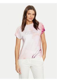 Guess T-Shirt W5RI09 K68D2 Écru Regular Fit. Materiał: wiskoza