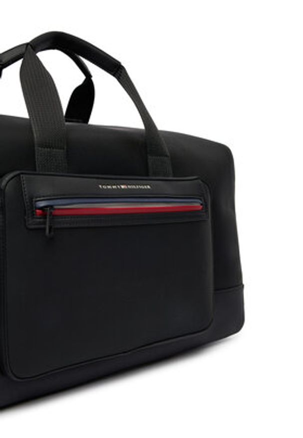 TOMMY HILFIGER - Tommy Hilfiger Torba Th Foundation Duffle AM0AM14160 Czarny. Kolor: czarny. Materiał: skóra