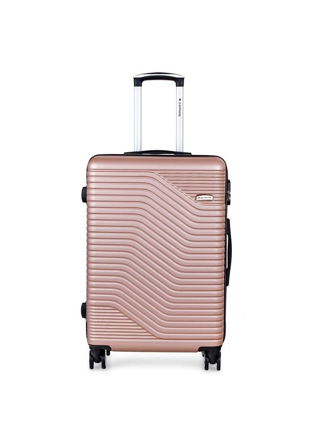 SAPPHIRE - Walizka na kółkach Sapphire ST-140 złota - duża L DUO. Kolor: złoty. Materiał: guma, kauczuk, materiał. Styl: elegancki, klasyczny