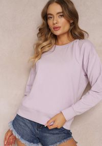 Renee - Fioletowa Bluza z Długim Rękawem i Okrągłym Dekoltem Miyoko. Kolor: fioletowy. Materiał: dzianina. Długość rękawa: długi rękaw. Długość: długie. Wzór: gładki