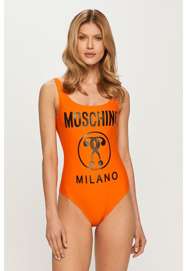 Moschino Underwear - Strój kąpielowy. Kolor: pomarańczowy. Materiał: materiał, dzianina, poliamid, elastan. Wzór: nadruk