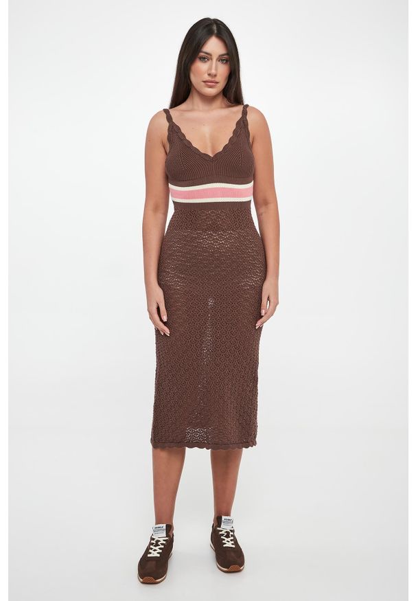 Ermanno Firenze - Sukienka ażurowa midi ERMANNO FIRENZE. Wzór: ażurowy. Długość: midi
