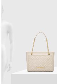 Love Moschino torebka kolor beżowy. Kolor: beżowy. Materiał: pikowane. Rodzaj torebki: na ramię #5