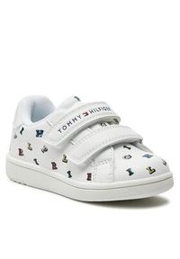 TOMMY HILFIGER - Tommy Hilfiger Sneakersy Aop Low Cut Velcro Sneaker T1X9-33338-1355 M Biały. Kolor: biały. Materiał: skóra #2