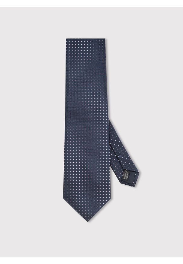 Pako Lorente - PAKO LORENTE - Granatowy krawat męski w kropki. Kolor: niebieski. Materiał: poliester. Wzór: kropki