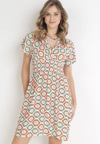 Born2be - Pomarańczowa Sukienka Mini z Wiskozy z Gumką w Pasie i Kopertowym Dekoltem Karisa. Kolor: pomarańczowy. Materiał: wiskoza. Długość rękawa: krótki rękaw. Sezon: wiosna, lato. Typ sukienki: kopertowe. Długość: mini #1