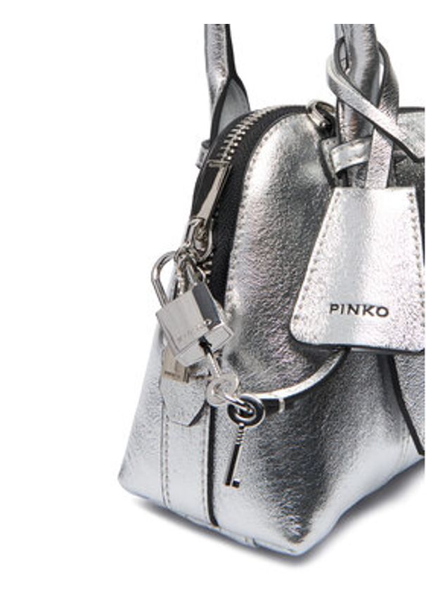 Pinko - PINKO Torebka Bowling Bag Zip Mini AI 25-26 PLTT 105333 A0QO Srebrny. Kolor: srebrny. Materiał: skórzane