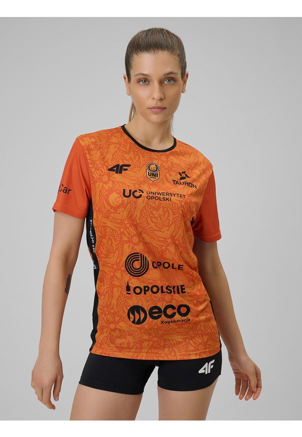 4f - 4F Koszulka meczowa replika domowa z sezonu 2025/26 uniseks 4F x Uni Opole - pomarańczowa XS. Okazja: do domu. Kolor: pomarańczowy. Materiał: dzianina, materiał. Długość: długie. Wzór: nadruk