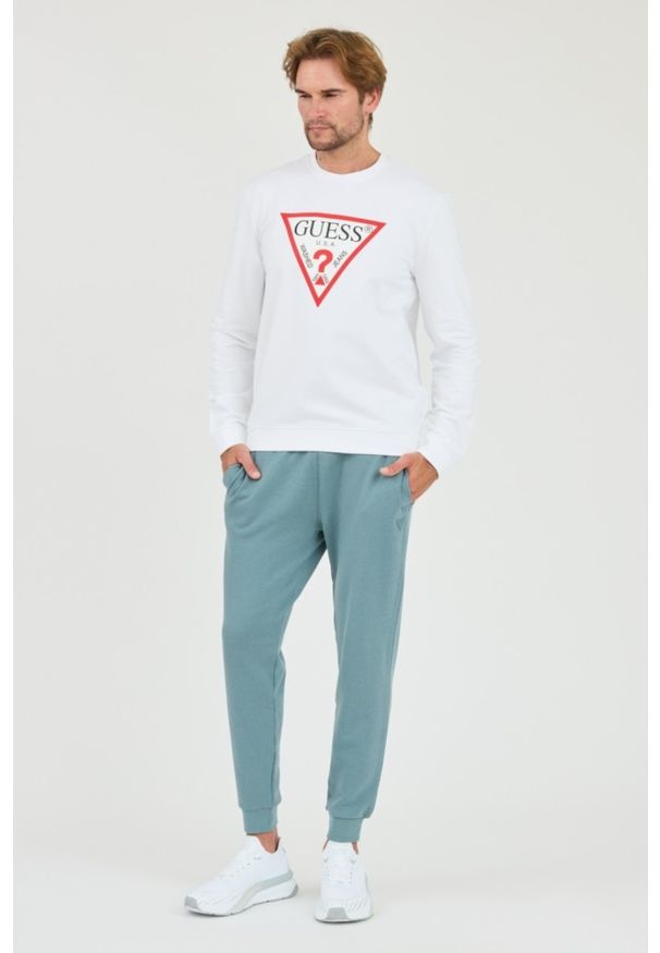 Guess - GUESS Patynowe męskie spodnie dresowe, Rozmiar XL. Kolor: zielony. Materiał: dresówka