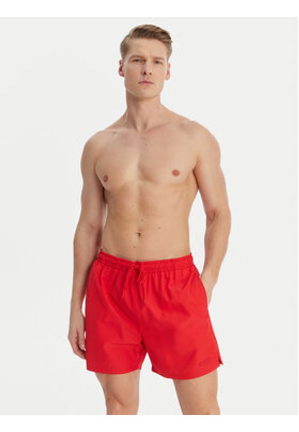 Calvin Klein Swimwear Szorty kąpielowe LV00N61027 Czerwony Regular Fit. Kolor: czerwony. Materiał: bawełna