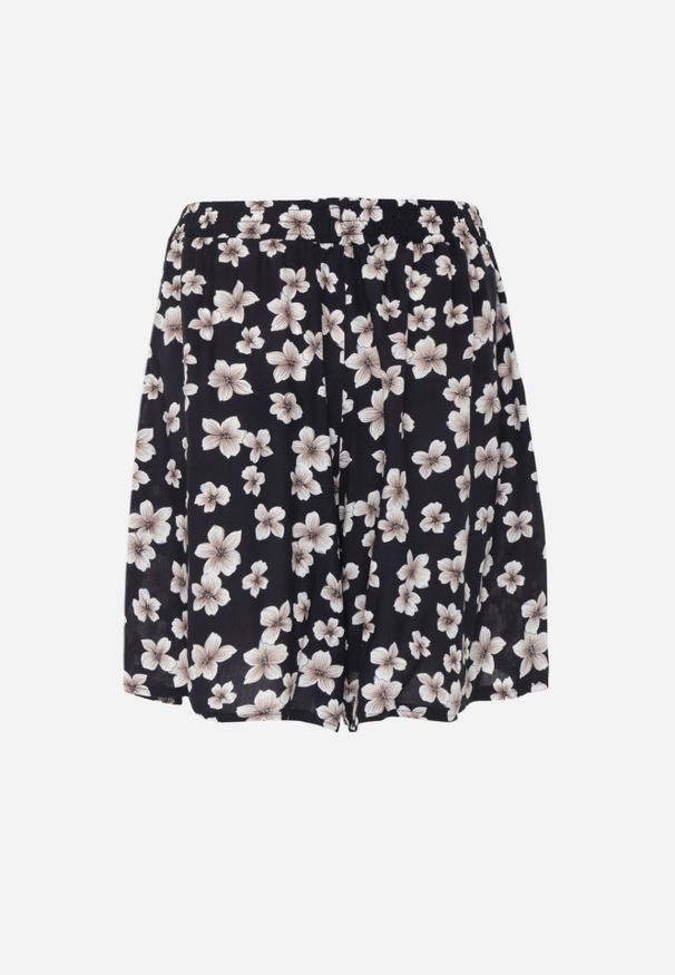 Renee - Granatowe Szorty Dolidze. Stan: podwyższony. Kolor: niebieski. Materiał: wiskoza, tkanina. Wzór: kwiaty