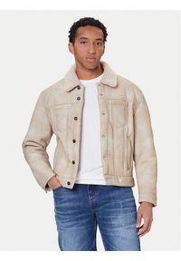 Guess Kurtka z imitacji skóry M5BL0I W2500 Beżowy Regular Fit. Kolor: beżowy. Materiał: skóra #1