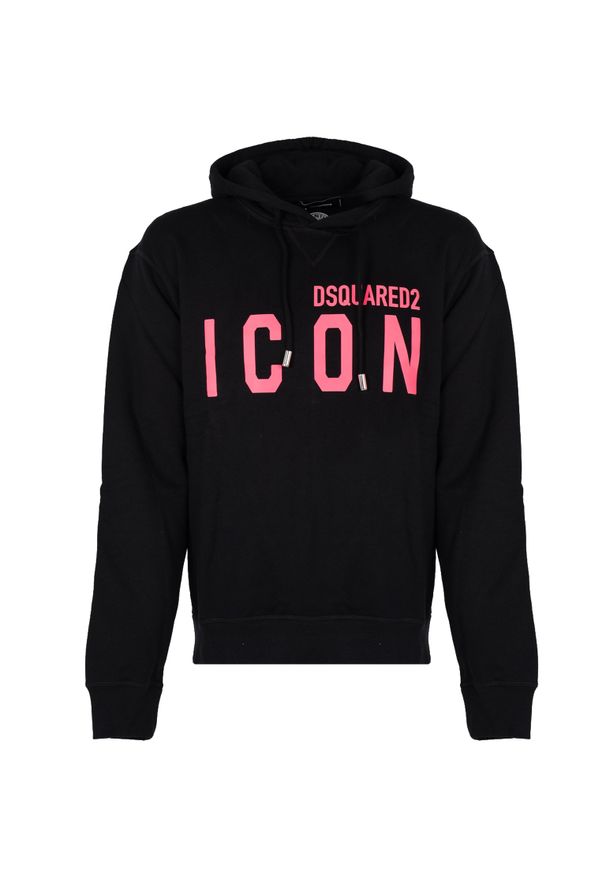 DSQUARED2 - Dsquared2 Bluza "Icon Hoodie" | S79GU0102 S25516 | Mężczyzna | Czarny. Okazja: na co dzień. Typ kołnierza: kaptur. Kolor: czarny. Materiał: bawełna. Wzór: nadruk. Styl: sportowy, casual