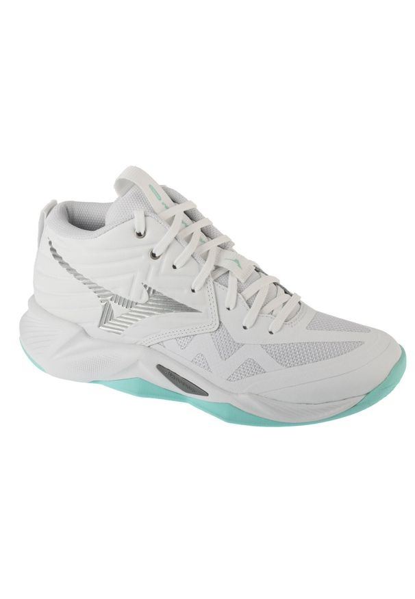 Mizuno - Buty do siatkówki damskie, Wave Momentum Pro Mid. Kolor: biały. Model: Mizuno Wave. Sport: siatkówka