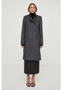 Drykorn płaszcz z domieszką wełny kolor szary przejściowy dwurzędowy. Okazja: na co dzień. Kolor: szary. Materiał: wełna. Styl: casual #1