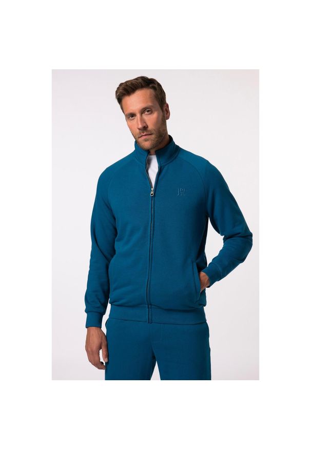 JAY-PI - Męska Bluza dresowa rozpinana fitness stójka do rozm. 7 XL. Typ kołnierza: kołnierzyk stójkowy. Kolekcja: plus size. Kolor: niebieski. Materiał: bawełna, poliester, materiał. Sport: fitness