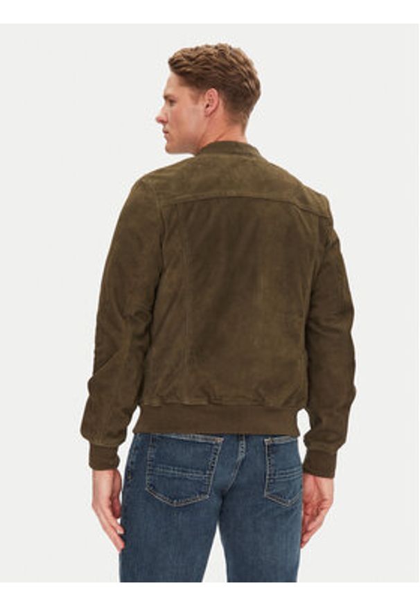 SCHOTT N.Y.C. Kurtka skórzana LC300 Khaki Regular Fit. Kolor: brązowy. Materiał: skóra