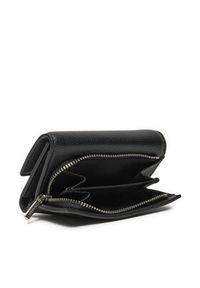 Calvin Klein Mały Portfel Damski Ck Plaque Small Trifold W/Zip K60K612834 Czarny. Kolor: czarny. Materiał: skóra