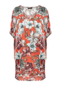Born2be - Pomarańczowa Sukienka z Wiskozy Irima. Kolor: pomarańczowy. Materiał: wiskoza. Długość rękawa: krótki rękaw. Wzór: aplikacja, kwiaty. Sezon: lato. Długość: mini #6