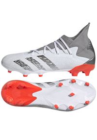 Adidas - Buty piłkarskie adidas Predator Freak.3 Fg M FY6276 szary, biały białe. Kolor: wielokolorowy, szary, biały. Materiał: materiał. Szerokość cholewki: normalna. Sport: piłka nożna #4