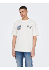 Only & Sons T-Shirt 22025268 Biały Relaxed Fit. Kolor: biały. Materiał: bawełna