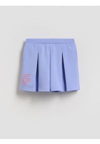 Reserved - Spódnico-szorty z nadrukiem - niebieski. Kolor: niebieski. Materiał: dzianina, bawełna. Wzór: nadruk #1