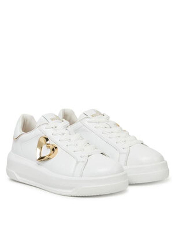 Love Moschino - LOVE MOSCHINO Sneakersy JA15545G0MIA610A Biały. Kolor: biały. Materiał: skóra