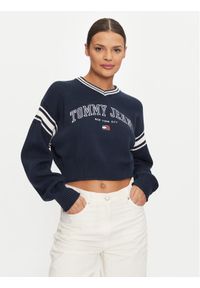 Tommy Jeans Sweter Varsity DW0DW18692 Granatowy Relaxed Fit. Kolor: niebieski. Materiał: bawełna