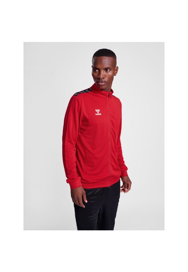 Kurtka z dresu Hummel Authentic Pl. Kolor: czerwony, wielokolorowy, różowy. Materiał: dresówka. Sport: fitness