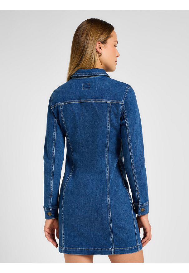 Lee - LEE DAMSKA SUKIENKA JEANSOWA LEE FOREVERFIT RIDER DRESS CLEAN RILEY 112355125. Materiał: jeans