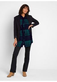 bonprix - Długa bluzka ciążowa z miękkiej bawełnianej flaneli. Kolekcja: moda ciążowa. Kolor: niebieski. Materiał: bawełna. Długość: długie #3