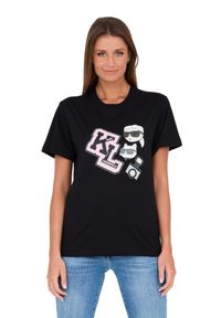 Karl Lagerfeld - KARL LAGERFELD Czarny t-shirt Ikonik Varsity Tee. Kolor: czarny. Materiał: bawełna #5