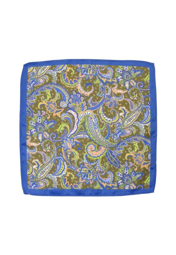 Alties - Poszetka Męska ALTIES, Chabrowo-Zielona Wzór Paisley, Łezki, Męska, Elegancka. Kolor: niebieski. Materiał: poliester. Wzór: paisley