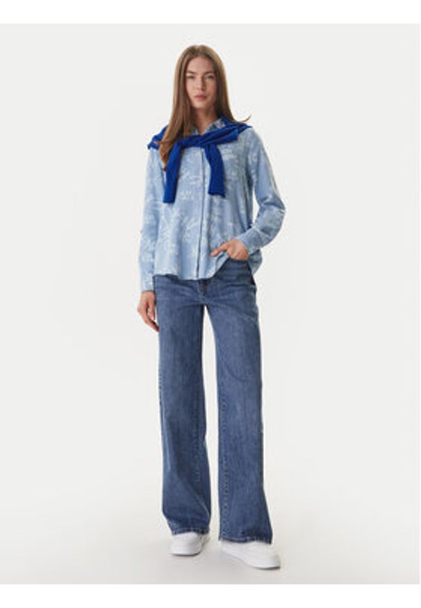 DKNY Jeansy DJ5M4076 Niebieski Wide Leg. Kolor: niebieski