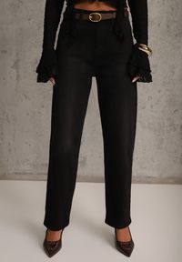 Renee - Czarne Jeansy Straight Leg High Waist z Bawełną i Dodatkiem Wiskozy Vilinoris. Okazja: na co dzień. Stan: podwyższony. Kolor: czarny. Styl: klasyczny, casual #2
