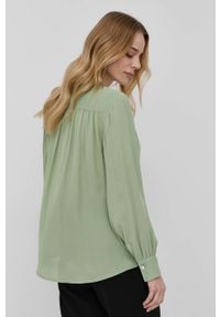 BOSS - Boss koszula damska kolor zielony. Okazja: na co dzień. Kolor: zielony. Materiał: tkanina, włókno. Długość rękawa: długi rękaw. Długość: długie. Styl: casual #6
