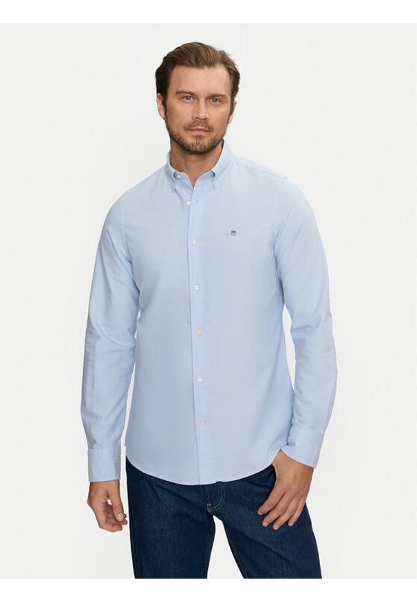 GANT - Gant Koszula 3000202 Błękitny Slim Fit. Kolor: niebieski. Materiał: bawełna