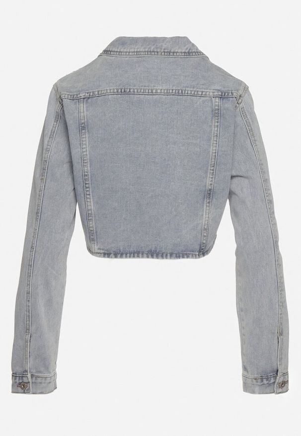 Born2be - Niebieska Kurtka Jeansowa Zapinana na Guziki z Kieszeniami Alldays. Okazja: na co dzień, na randkę. Kolor: niebieski. Materiał: jeans. Długość rękawa: długi rękaw. Długość: krótkie. Styl: elegancki, casual