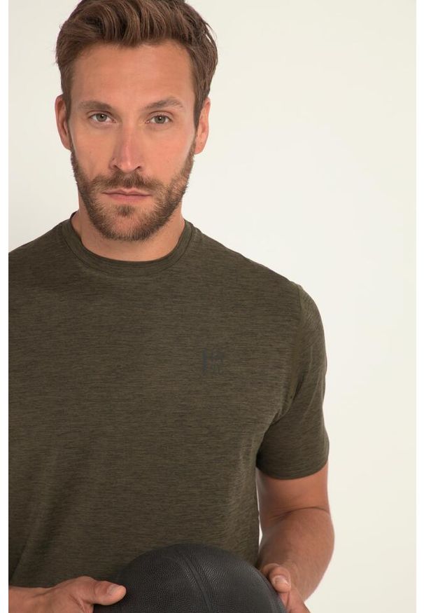 JAY-PI - Męski T-shirt QuickDry Odzież fitness krótki rękaw. Kolekcja: plus size. Kolor: zielony. Materiał: elastan, poliester, materiał. Długość rękawa: krótki rękaw. Długość: krótkie. Sport: fitness