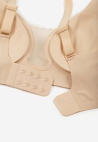 Born2be - Beżowy Biustonosz z Ozdobnym Wycięciem Ezirelle. Kolor: beżowy. Materiał: jeans. Rodzaj stanika: wyciągane miseczki. Wzór: gładki #5