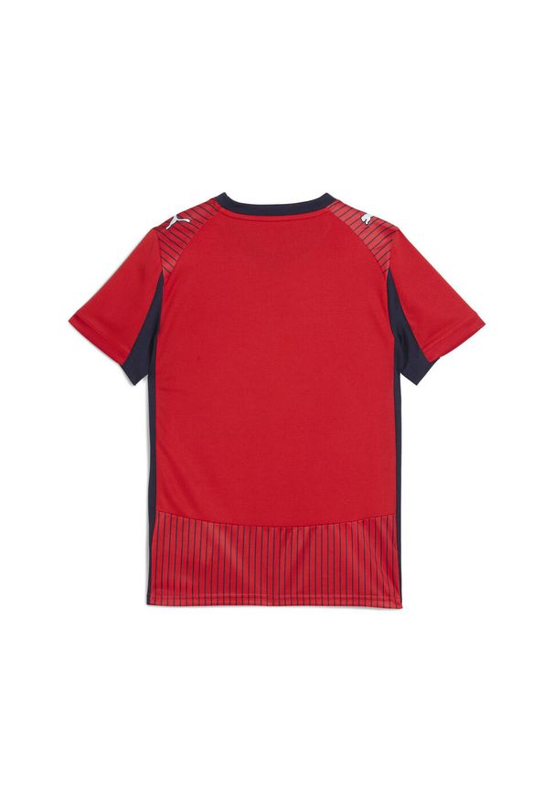 Puma - Młodzieżowa koszulka wyjazdowa SK Rapid Wiedeń 25/26 PUMA Red Navy Blue. Kolor: czerwony, niebieski, wielokolorowy. Sport: piłka nożna