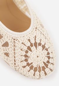 Born2be - Beżowe Ażurowe Balerinki VICES w Stylu Boho z Paskiem z Klamerką Phepheu. Okazja: na co dzień. Zapięcie: pasek. Kolor: beżowy. Materiał: jeans. Wzór: ażurowy. Styl: boho #9