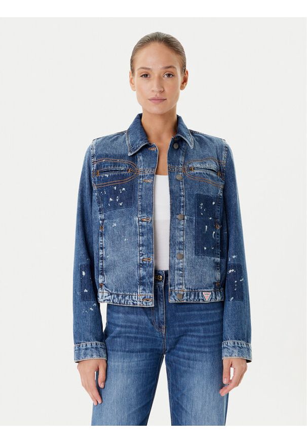 Guess Kurtka jeansowa W5YN69 D5R01 Granatowy Regular Fit. Kolor: niebieski. Materiał: bawełna