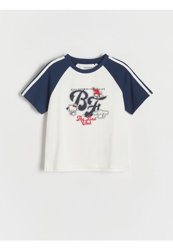 Reserved - T-shirt z nadrukiem Hello Kitty - granatowy. Kolor: niebieski. Materiał: bawełna. Wzór: nadruk, motyw z bajki