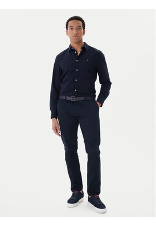 TOMMY HILFIGER - Tommy Hilfiger Koszula MW0MW40460 Granatowy Slim Fit. Kolor: niebieski. Materiał: bawełna