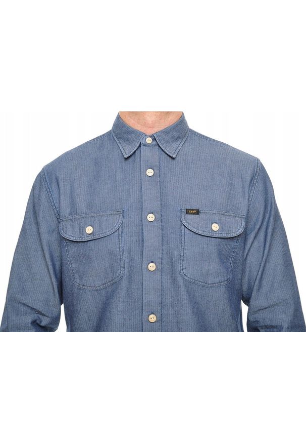 Lee - LEE WORKER SHIRT RELAXED FIT MĘSKA KOSZULA JEANSOWA DARK NAVY L68HJLNM 112117131. Materiał: jeans