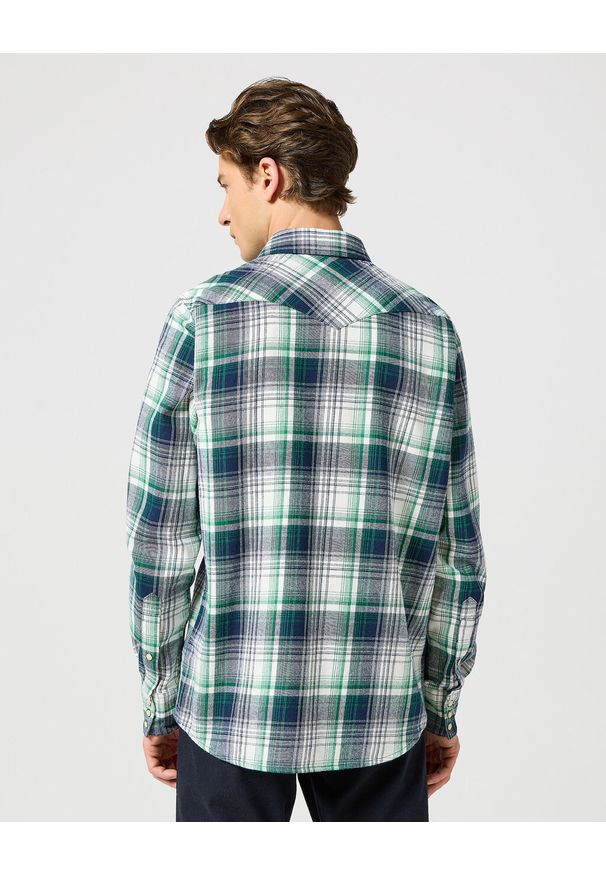 Wrangler - WRANGLER MĘSKA KOSZULA WESTERN SHIRT GREEN BLUE 112357242 W5B4017986