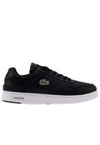 Buty Lacoste T-Clip 222 9 SMA 744SMA0094-312 - czarne. Okazja: na co dzień. Zapięcie: sznurówki. Kolor: czarny. Materiał: skóra, guma, syntetyk. Wzór: aplikacja #1