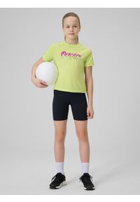 4f - 4F Koszulka sportowa szybkoschnąca dziewczęca - zielona 122/128 (6-8 lat). Kolor: zielony. Materiał: materiał. Sezon: lato. Styl: sportowy #2