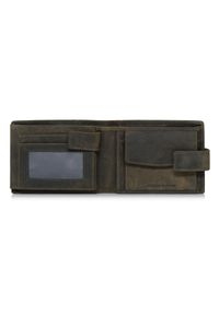 Ochnik - Mały khaki skórzany portfel męski. Kolor: zielony. Materiał: skóra #6